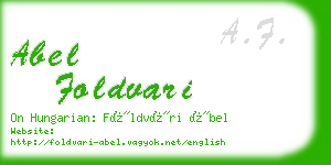 abel foldvari business card